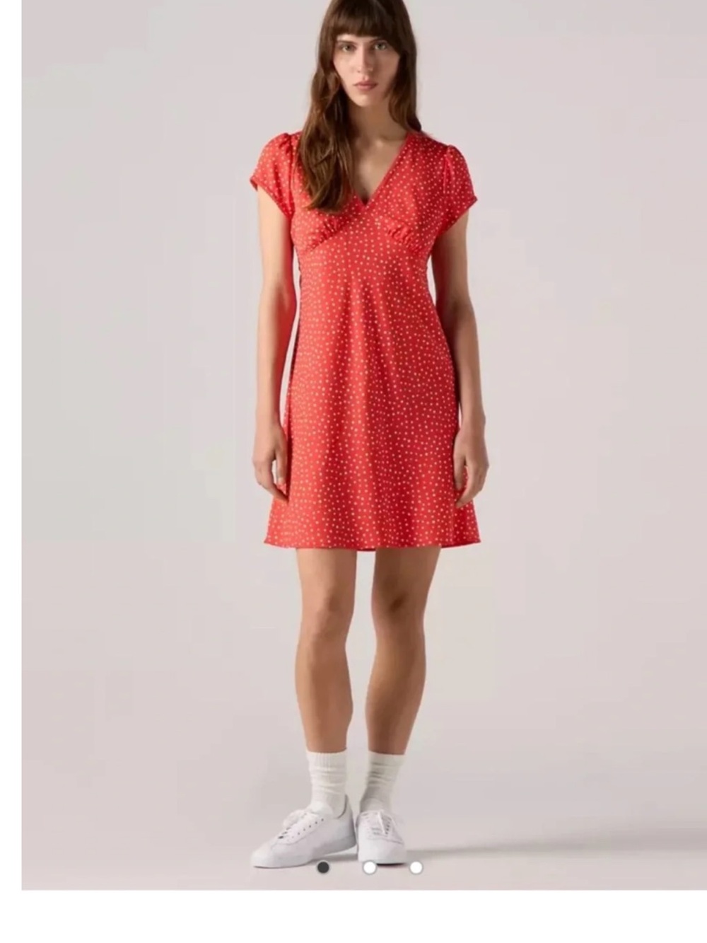 Levi's Red Polka Dot V-Neck Mini Dress